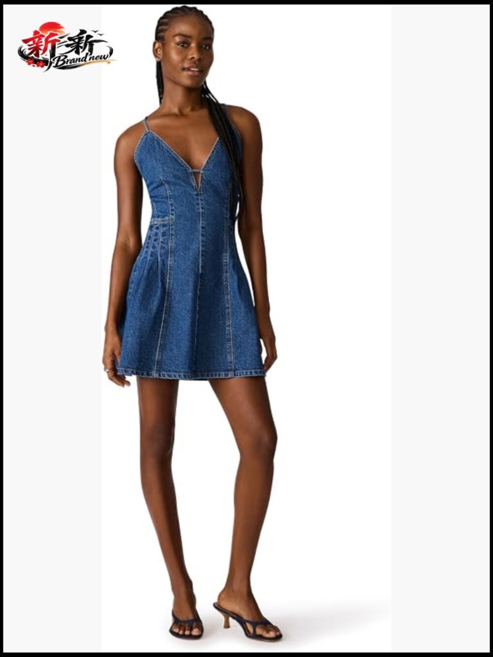 Women's Fit & Flare Mini Dress V-Neck Sleeveless Cotton Spandex